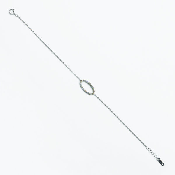 BR0677 Oval Motif Bracelet in White Gold