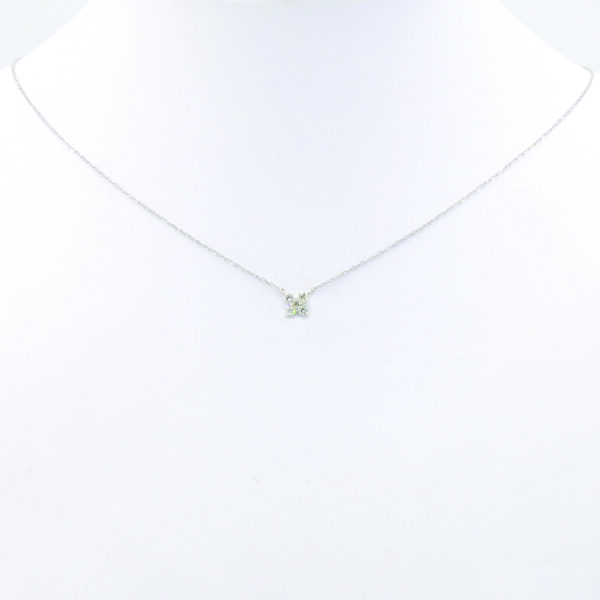 NE0942W-B Romantic Diamond Necklace in White Gold - Neck View