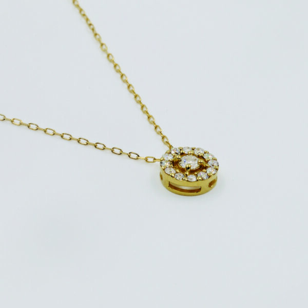 NE0947Y-B Concentric Circles Necklace in Yellow Gold - Side View