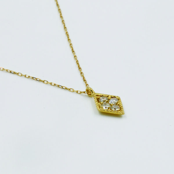 NE0948-B Rhombus Diamond Necklace - Side View