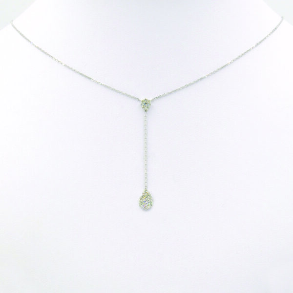 NE0950-A Pear-Shaped Drop Diamond Necklace - Neck View