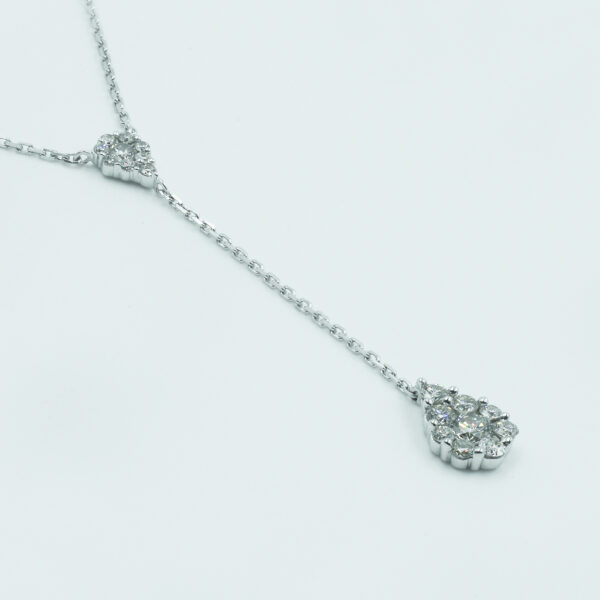 NE0950-B Pear-Shaped Drop Diamond Necklace - Side View
